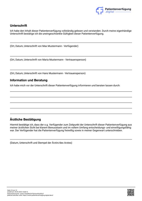 Patientenverfügung Beispiel - Seite 10