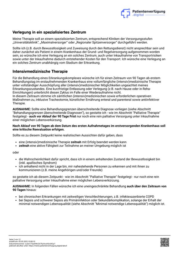 Patientenverfügung Beispiel - Seite 2