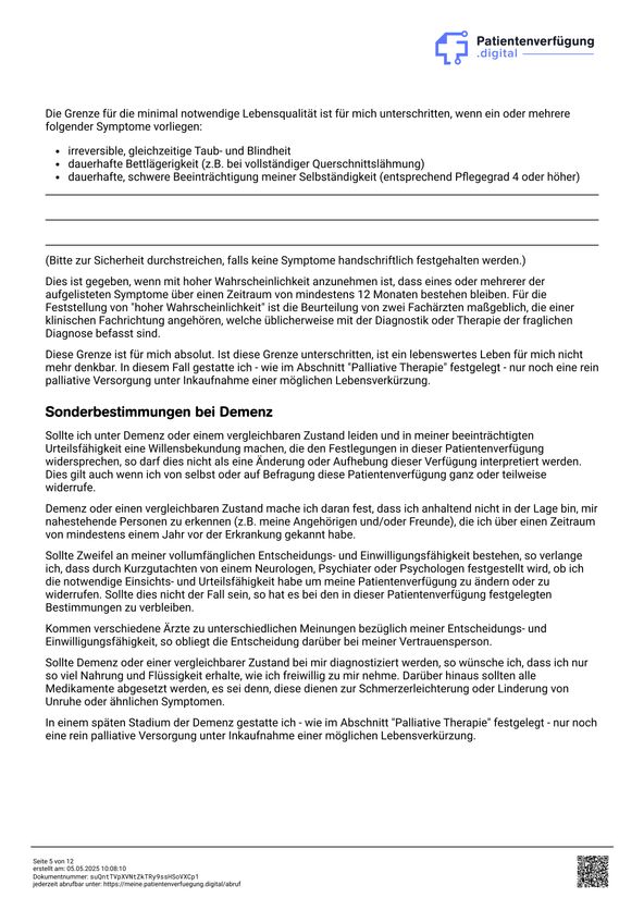 Patientenverfügung Beispiel - Seite 5
