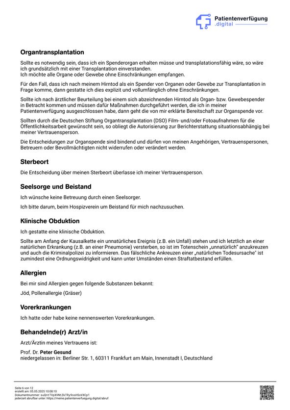 Patientenverfügung Beispiel - Seite 6