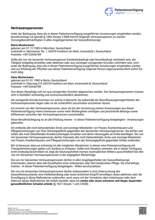 Patientenverfügung Beispiel - Seite 7