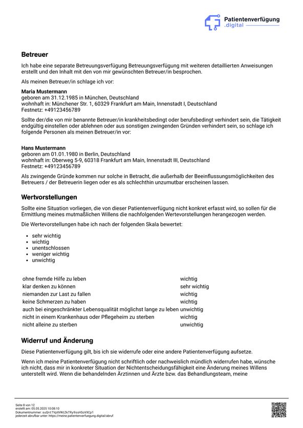 Patientenverfügung Beispiel - Seite 8