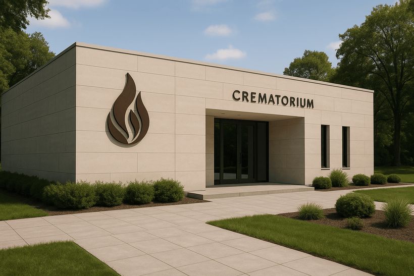 Modernes Krematorium mit zeitgemäßer Architektur für würdevolle Feuerbestattungen