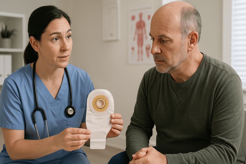 Medizinisches Fachpersonal berät Patienten Stomatherapie Versorgung Beratungsgespräch